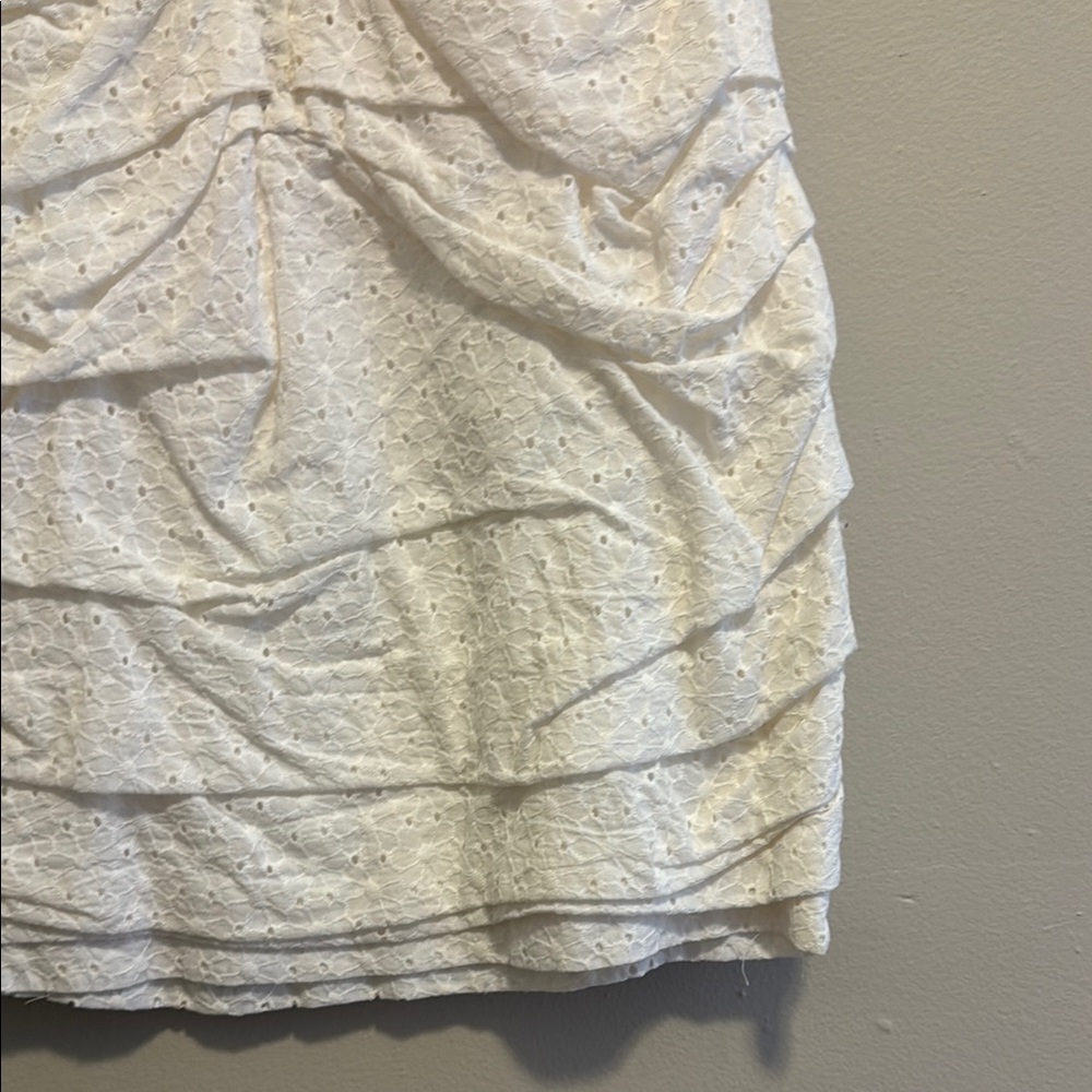 Express Rouched Eyelet White Mini Dress - Picture 8 of 16